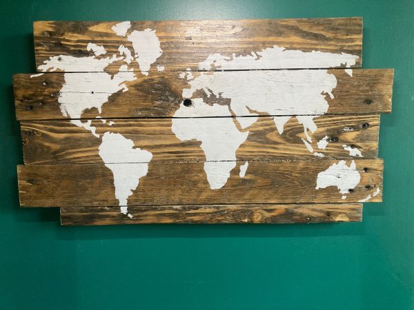 Cadre planisphère bois recyclé